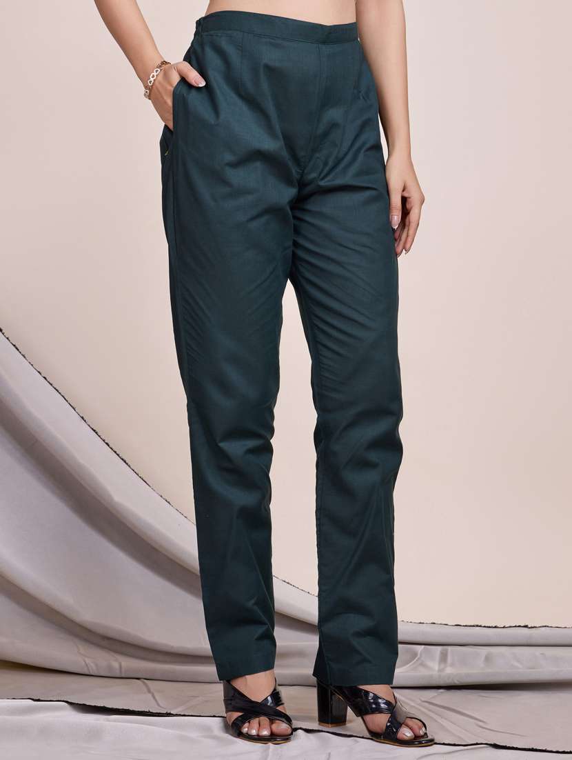 women bottle green long sleeve kurta pant with dupatta set - 21391319 - Standard Image - 2