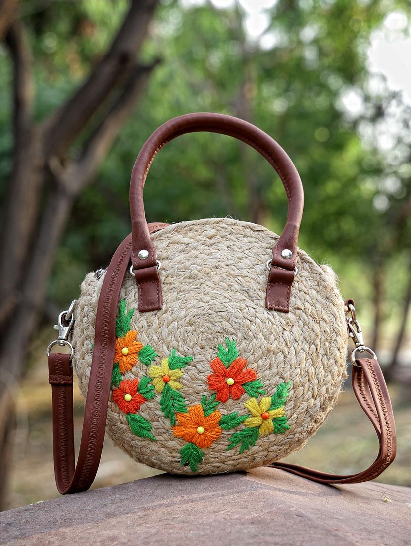 beige juteembroidered handbag - 21391416 -  Zoom Image - 0