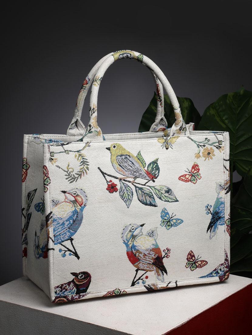 off white canvas printed handbag - 21391417 -  Zoom Image - 0