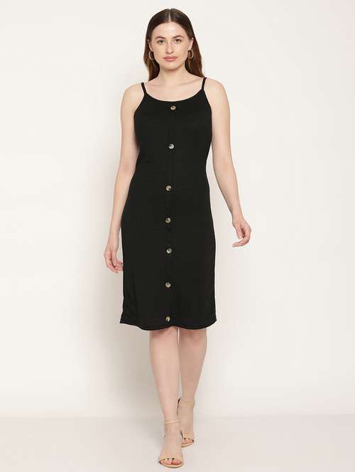women black cotton blend sheath dress - 21391437 - Standard Image - 0