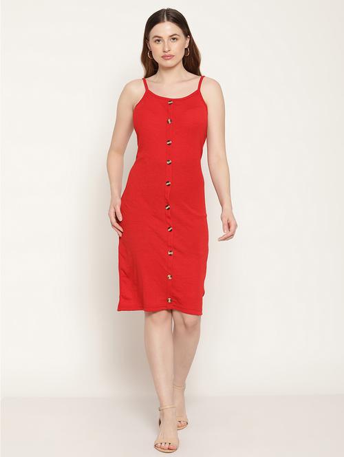 women solid shoulder strap sheath dress - 21391442 - Standard Image - 0
