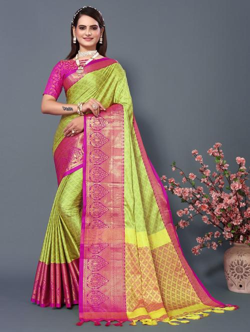 women self design dharmavaram saree with blouse - 21391608 - Standard Image - 0
