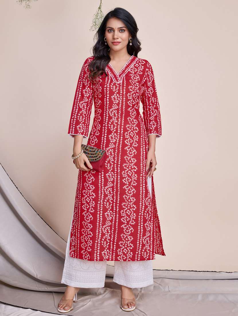women three quarter sleeve straight kurta