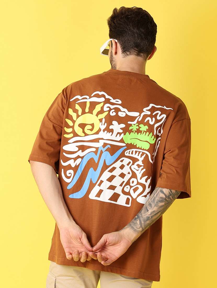 men crew neck back print t-shirt