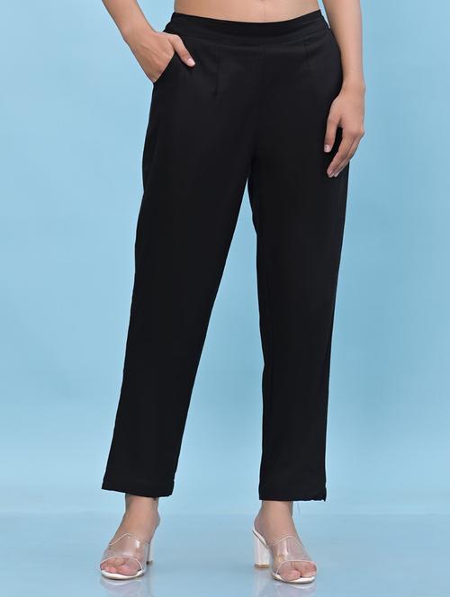 women black cotton cigarette pants - 21391941 - Standard Image - 0