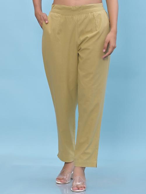 women beige cotton cigarette pants - 21391951 - Standard Image - 0