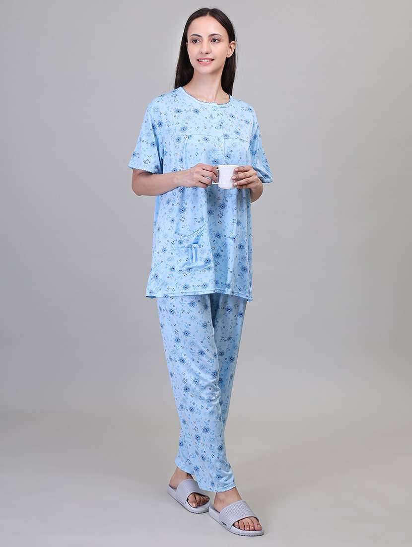 women short sleeve floral printed pyjama nightwear set - 21391963 -  Standard Image - 2