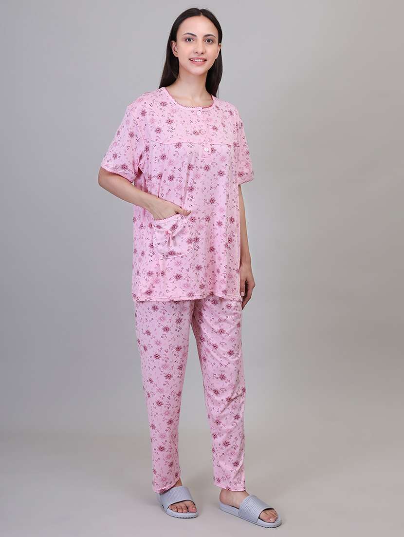 women short sleeve floral printed pyjama nightwear set - 21391965 -  Standard Image - 2