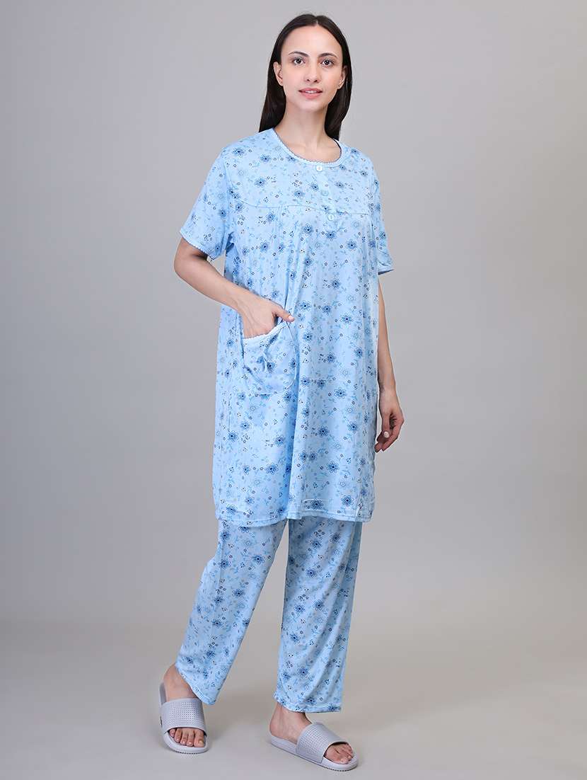 women light blue viscose pyjama set  - 21391969 -  Standard Image - 2
