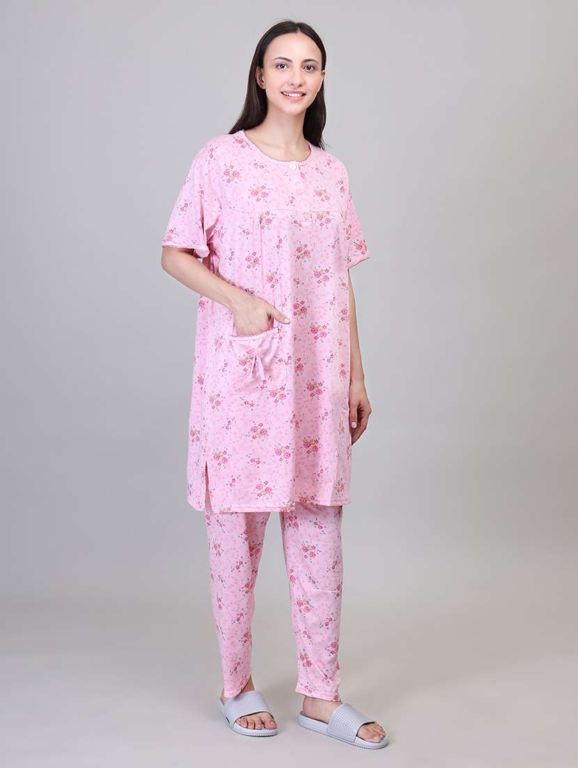 women short sleeve floral printed pyjama nightwear set - 21391974 -  Standard Image - 2