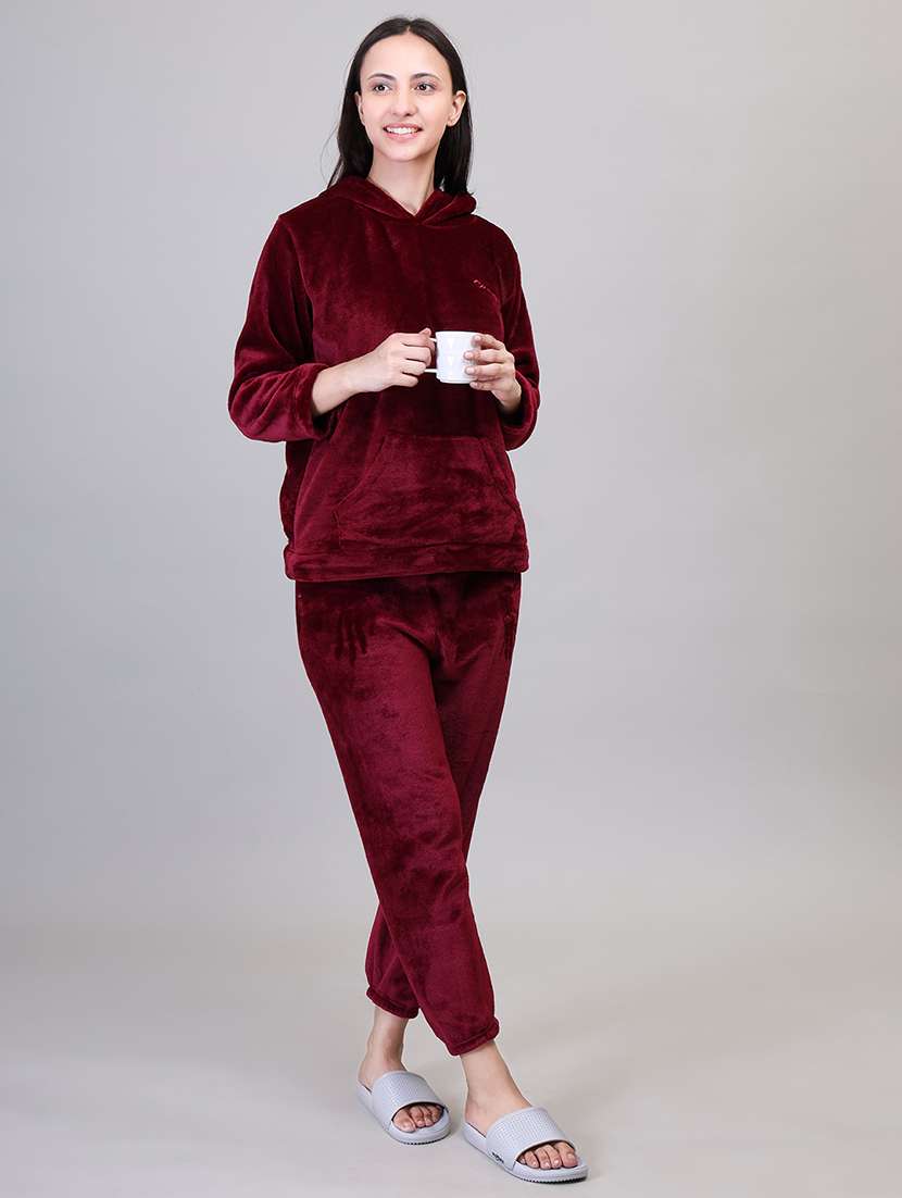 women maroon wool pyjama set - 21391977 -  Standard Image - 2