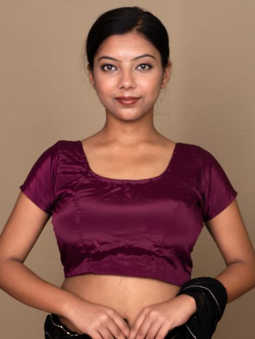 purple solid stitched blouse - 21392233 - Standard Image - 0