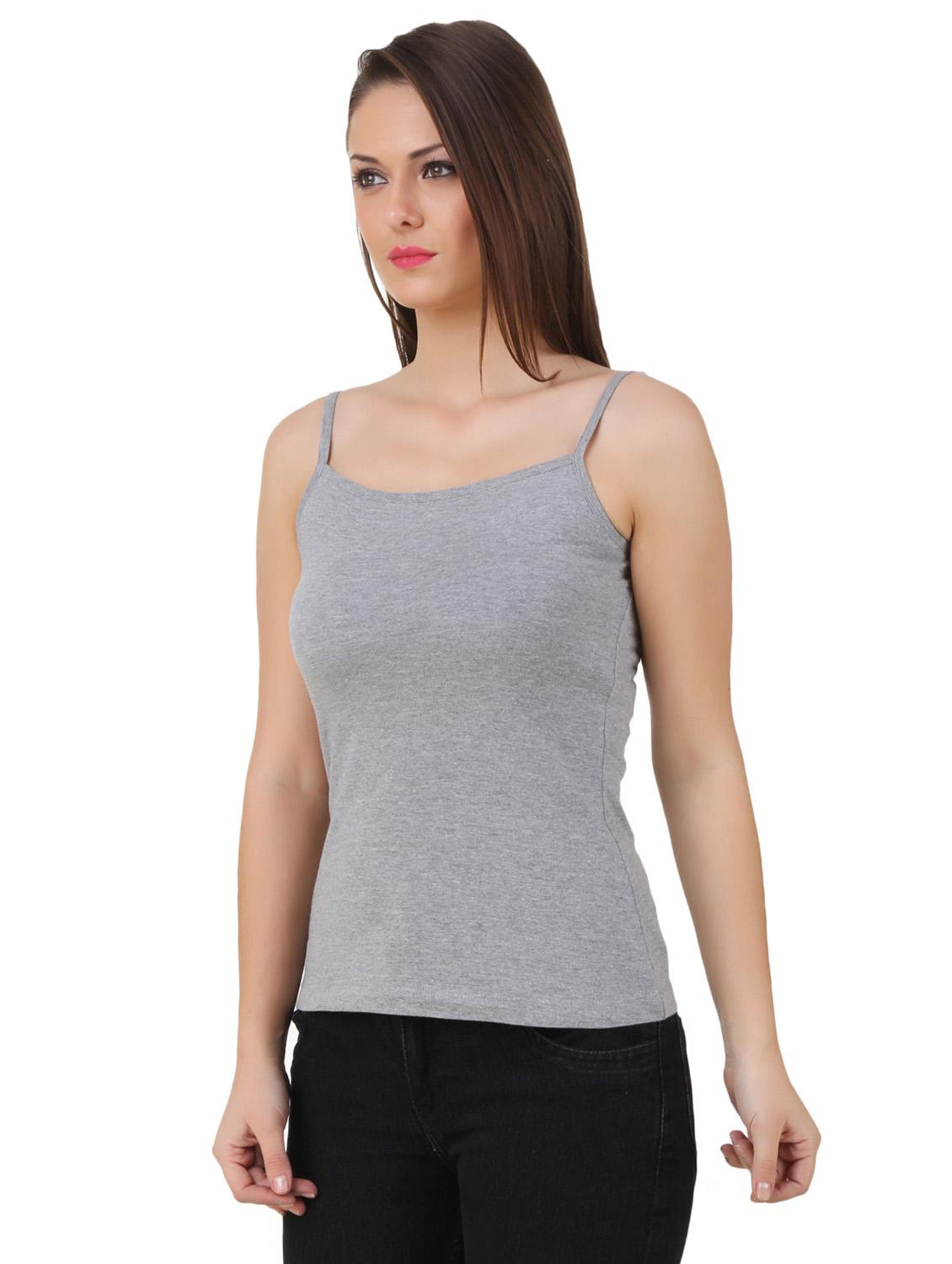 women grey melange cotton camisole - 21392268 - Standard Image - 2