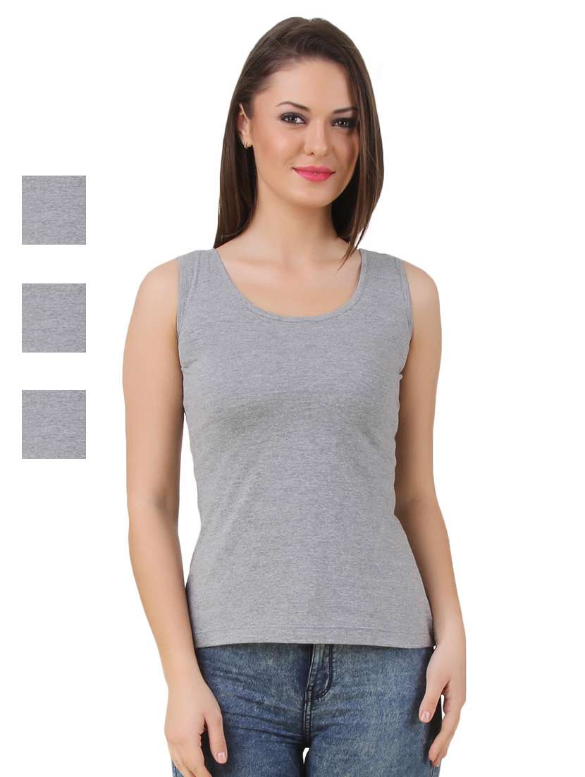 women sleeveless solid set of 3 camisole
