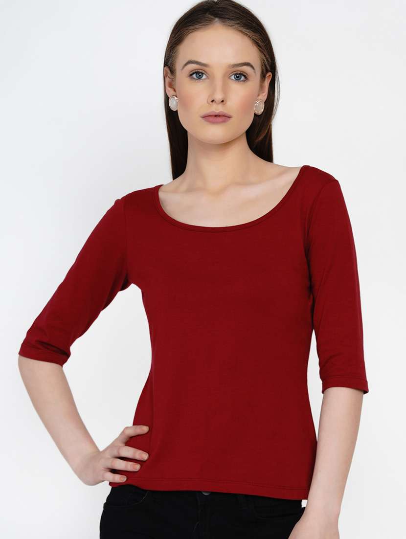 maroon cotton regular top