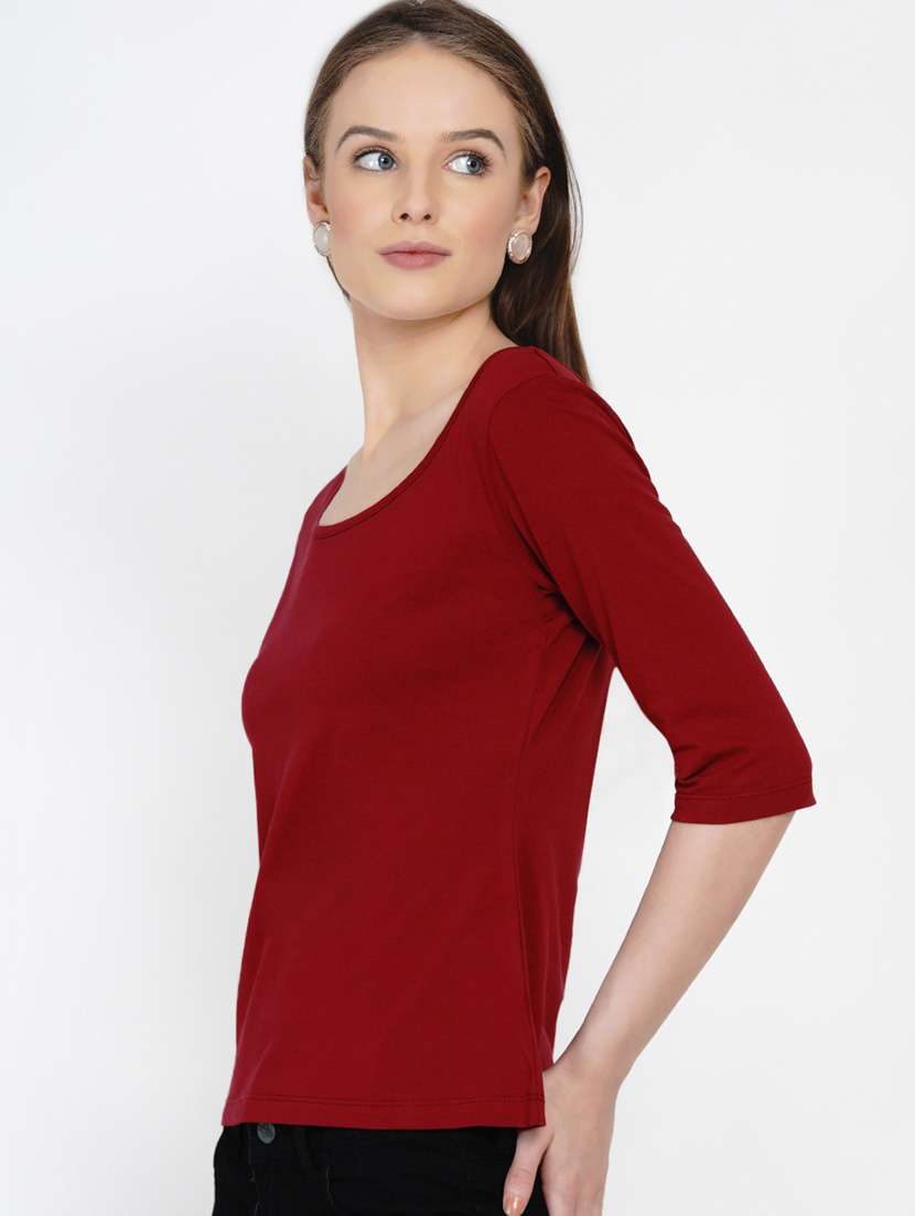 maroon cotton regular top - 21392298 -  Standard Image - 2