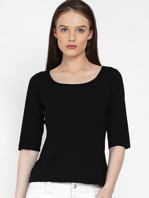 black cotton regular top - 21392300 - Standard Image - 0