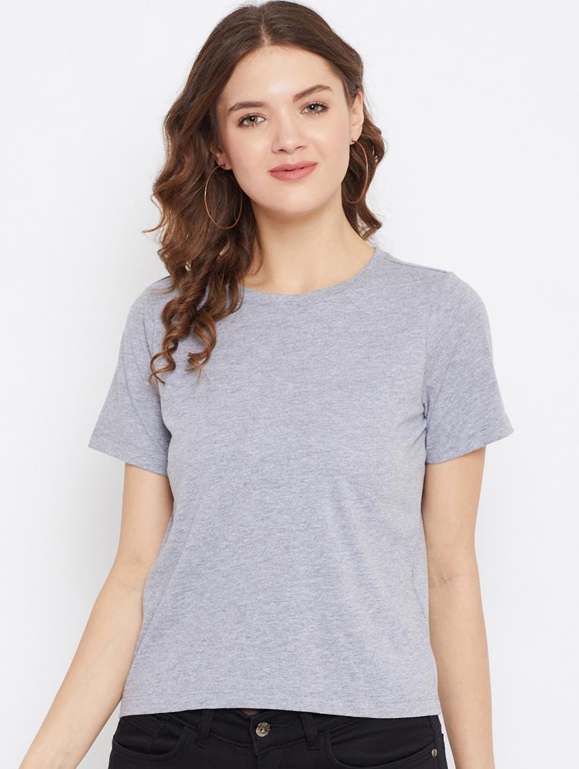 women grey round neck solids top - 21392304 -  Zoom Image - 0