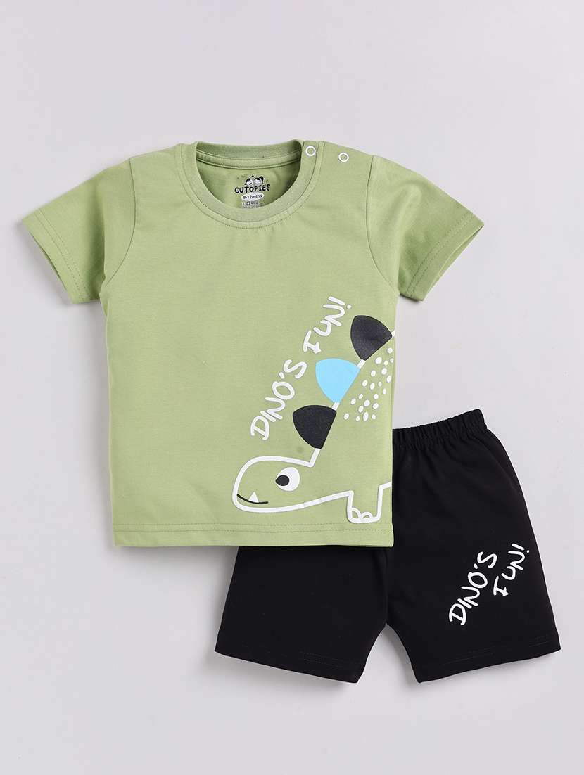 boys printed cotton shorts  twin set