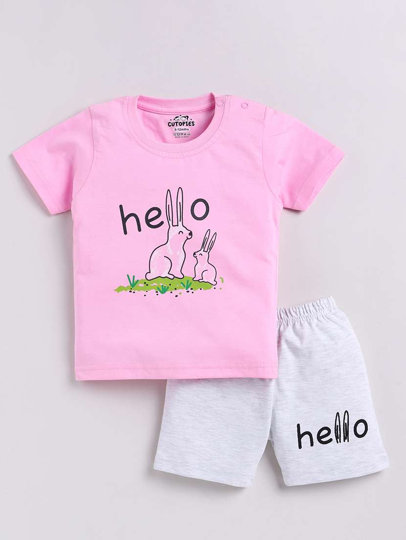 boys printed cotton shorts  twin set