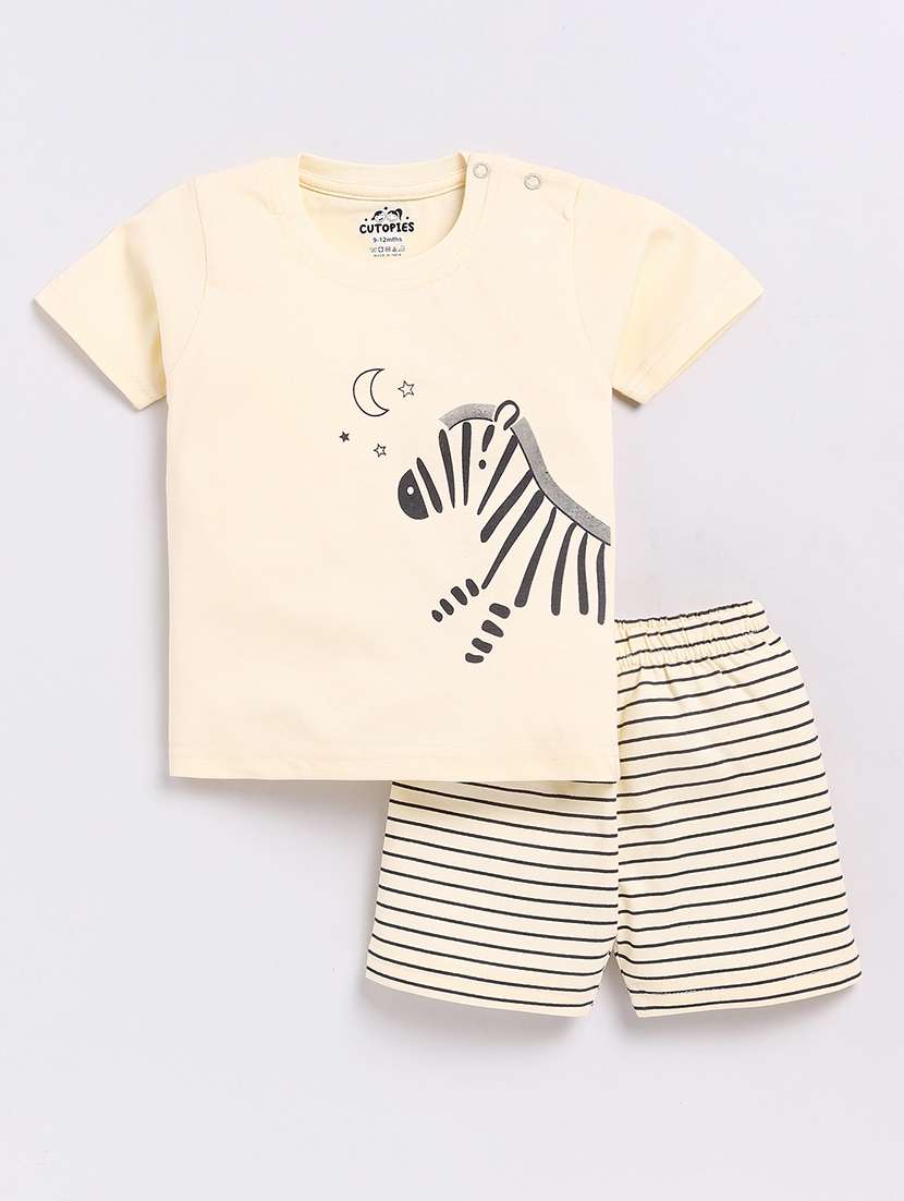 boys printed cotton shorts  twin set