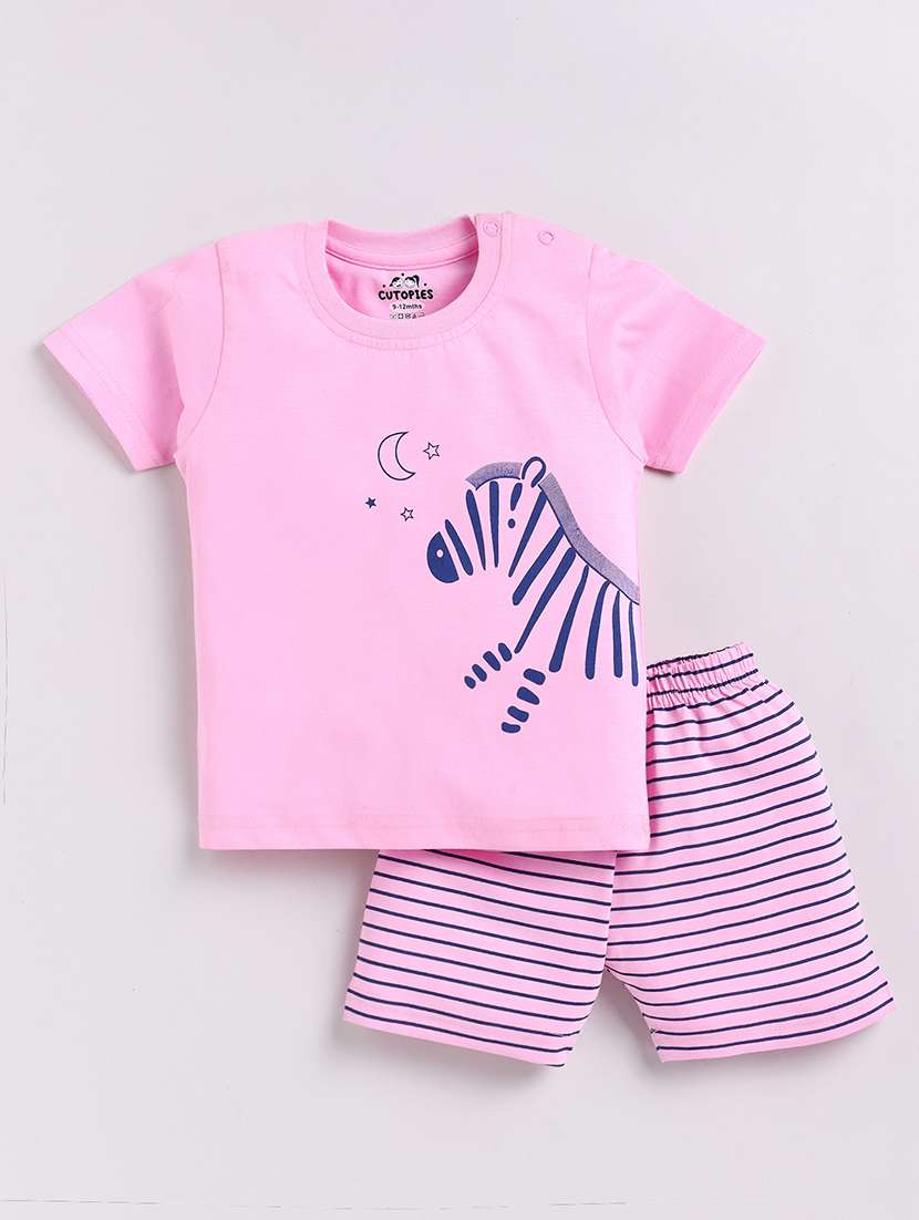 boys printed cotton shorts  twin set