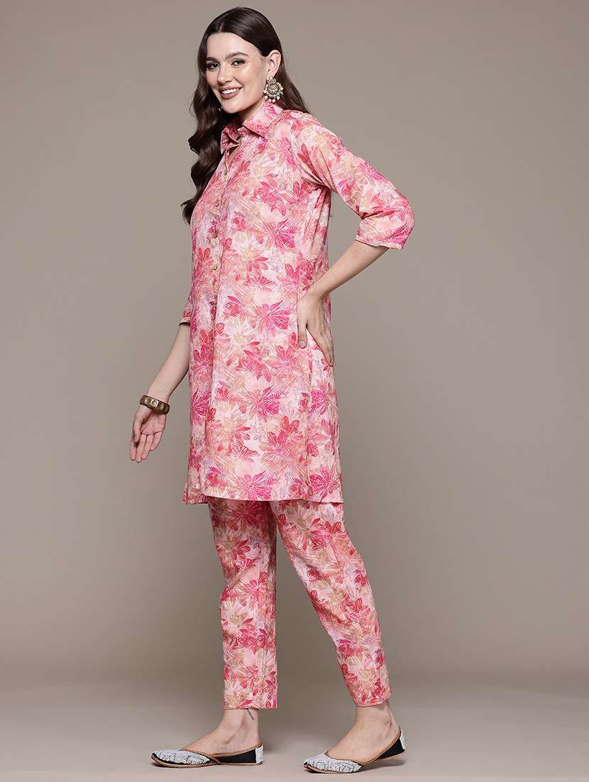 women shirt collar printed co-ord set - 21393226 - Standard Image - 2