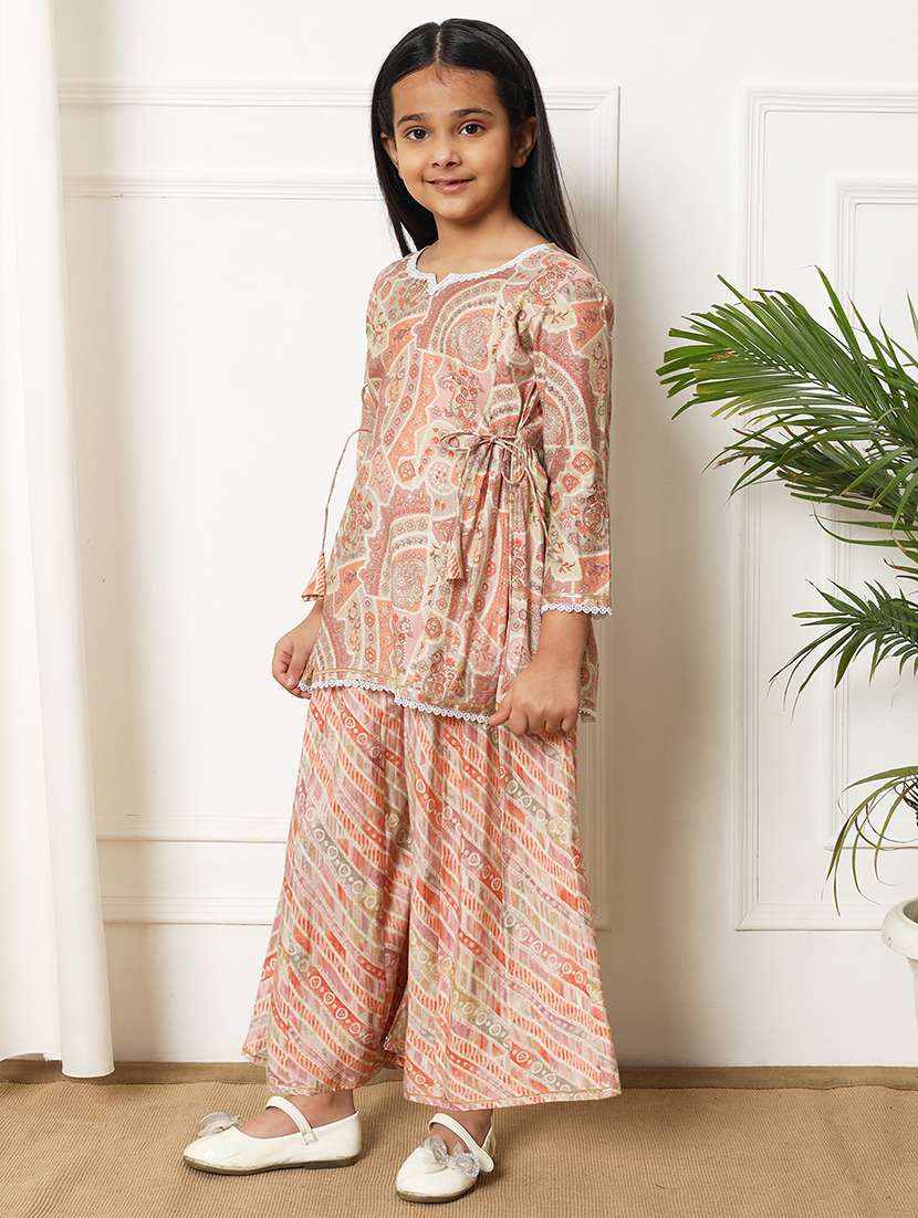 girls printed kurta palazzo set  - 21393238 -  Standard Image - 2