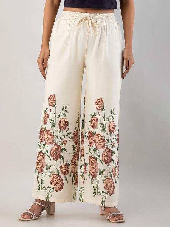 women cream viscose palazzo - 21393259 - Zoom Image - 0