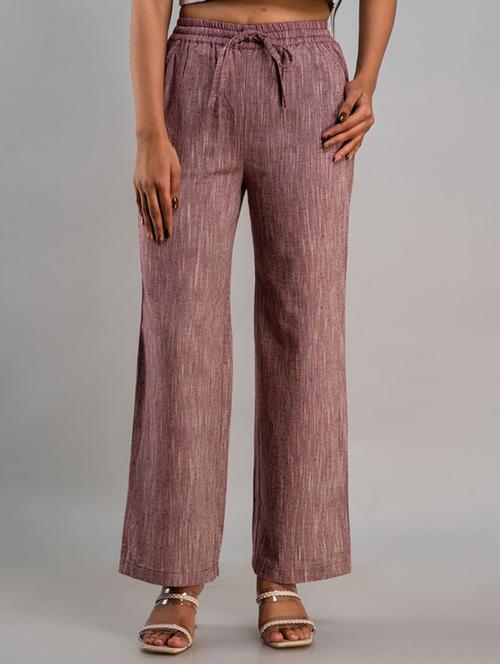 women purple cotton blend palazzo - 21393269 -  Standard Image - 0