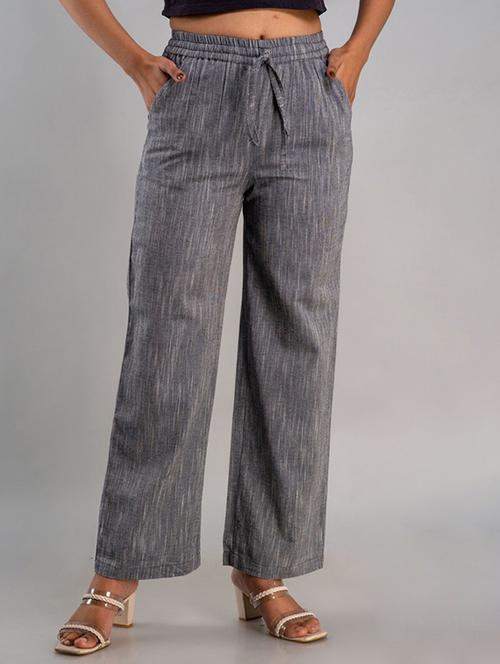 women grey cotton blend palazzo - 21393271 -  Standard Image - 0