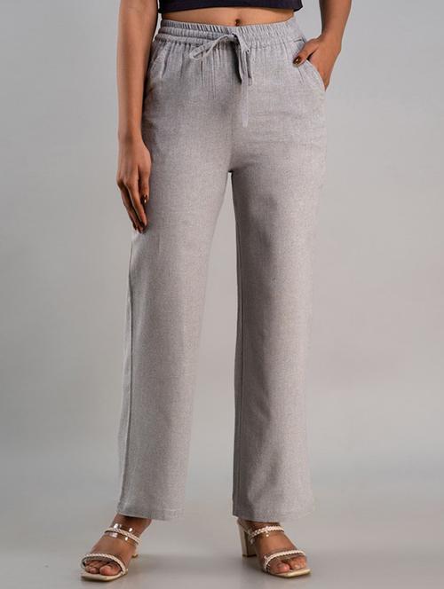 women grey cotton blend palazzo - 21393273 -  Standard Image - 0
