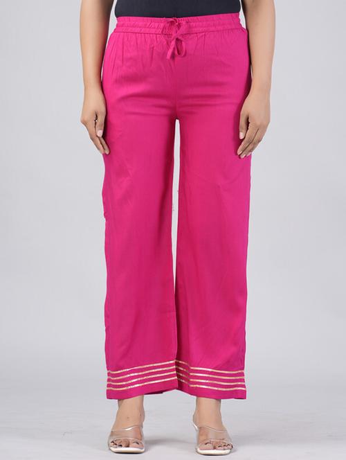 women pink viscose palazzo - 21393280 -  Standard Image - 0
