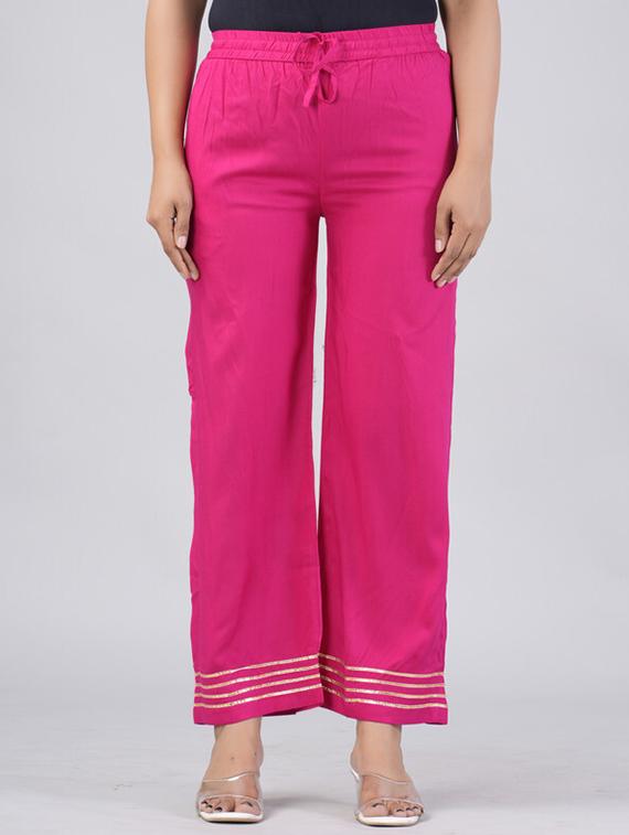 women pink viscose palazzo - 21393280 -  Zoom Image - 0