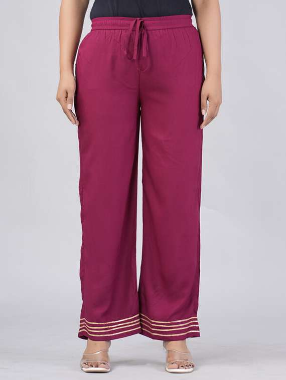 women solid mid rise palazzo