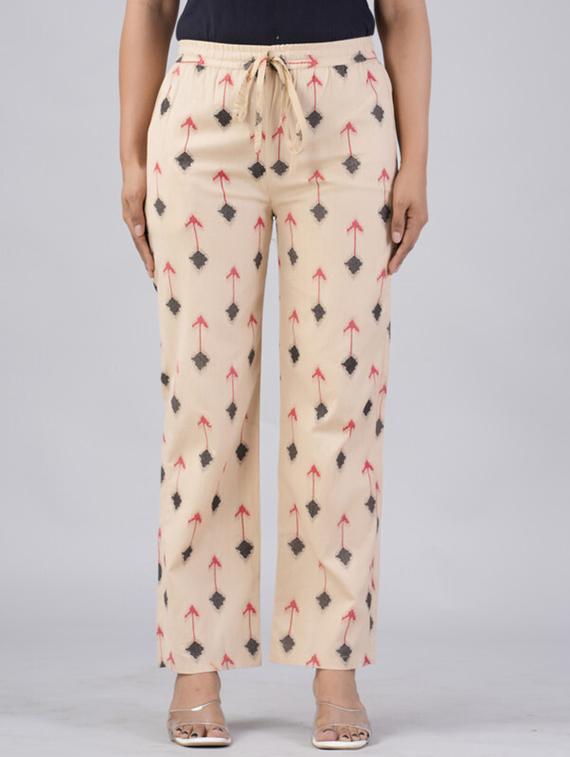 women beige cotton blend palazzo - 21393312 - Zoom Image - 0