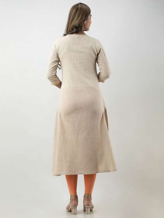 women embroidered three quarter sleeve a-line kurta - 21393322 -  Standard Image - 2