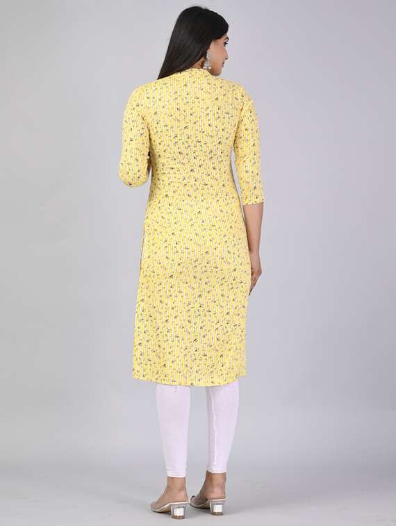 women three quarter sleeve straight kurta - 21393329 - Standard Image - 2