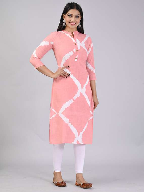 pink tie & dye straight kurta - 21393336 - Standard Image - 2