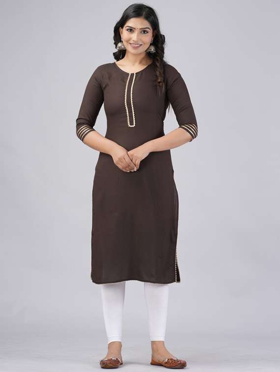 women three quarter sleeve straight kurta