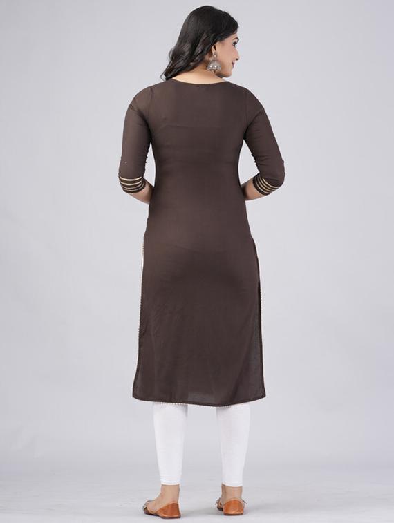 women three quarter sleeve straight kurta - 21393348 - Standard Image - 2