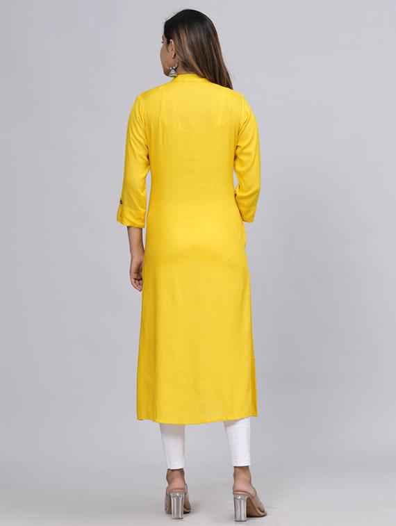 women mandarin neck embroidered a-line kurta - 21393366 - Standard Image - 2