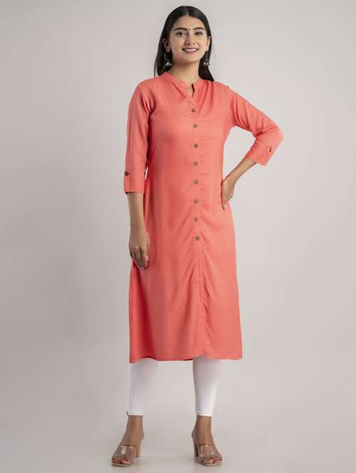 women solid front slit kurta - 21393367 -  Standard Image - 0