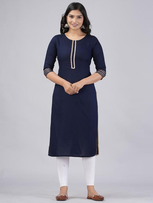 women three quarter sleeve solid a-line kurta - 21393371 - Standard Image - 0