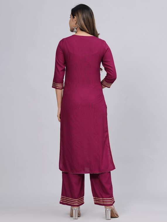 women purple kurta palazzo set with dupatta - 21393418 - Standard Image - 2