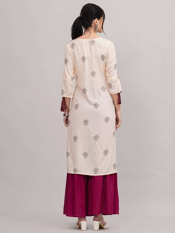 women beige kurta sharara set with dupatta - 21393435 - Standard Image - 2