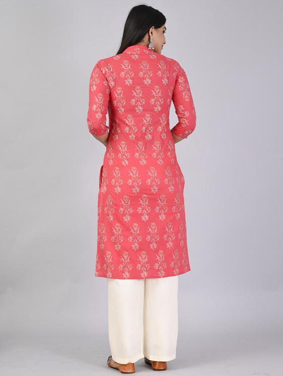 pink floral print kurta palazzo set - 21393443 - Standard Image - 2