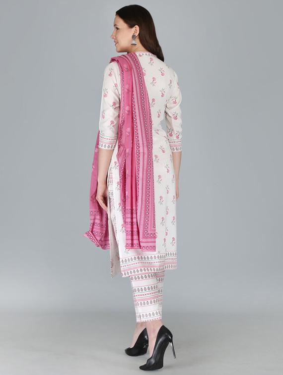 white floral printed kurta pant set - 21393505 - Standard Image - 2