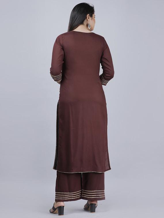 women three quarter sleeve straight kurta - 21393511 - Standard Image - 2