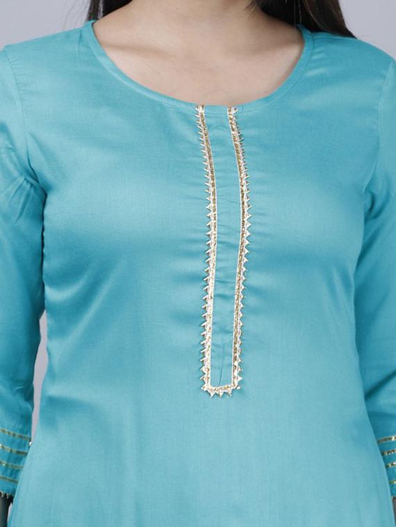 women three quarter sleeve kurta palazzo set - 21393513 - Standard Image - 2